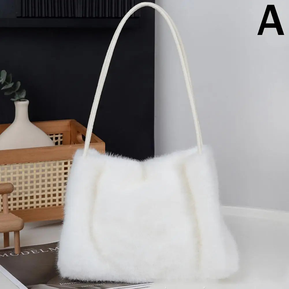 Handbag Faux Mink Plush Women's Bag Large Capacity Shoulder Bag Fall