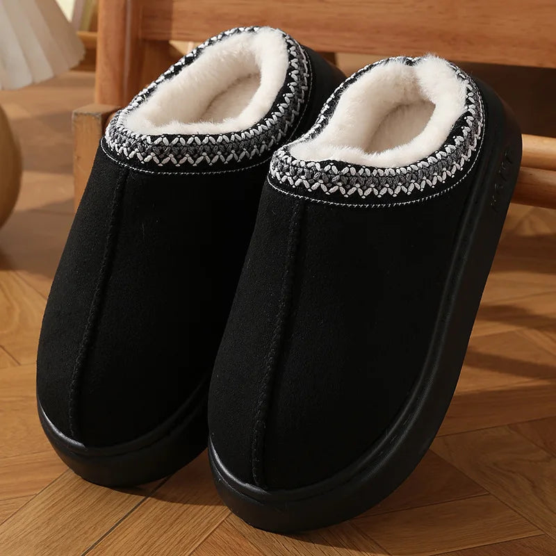 winter 2024 warm fluffy Woman slippers soft bottom non slip thick plush clogs women Casual Platform House inddor Shoes slides 45