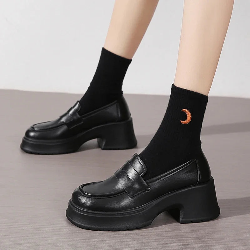 Women's Loafers Spring British Style Slip on Platform Mary Jane Shoes Woman Japanese Jk Uniform Lolita Shoes