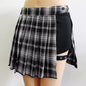 Sexy Gothic Women Skirt High Waist Pleated Punk  Black Summer Skirts Girl's skirt with shorts