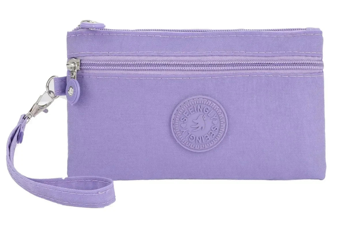 Nylon Solid Color Long Short Bank ID Credit Card Wallet Coin Keys Bags Purse Earphone Storage Bag Purse Pouch Double Zipper