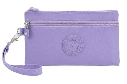 Nylon Solid Color Long Short Bank ID Credit Card Wallet Coin Keys Bags Purse Earphone Storage Bag Purse Pouch Double Zipper