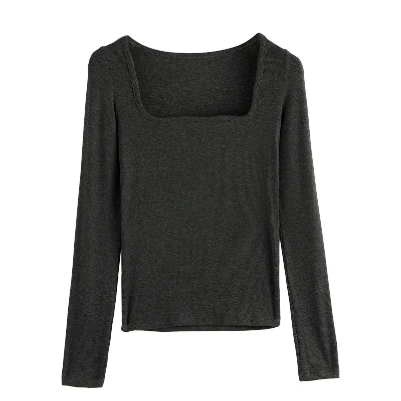 Women's T-shirts Modal Long Sleeve High stretch Slim Fit Bottoming Shirts Casual Autumn Warm Inner Top Knit Shirt