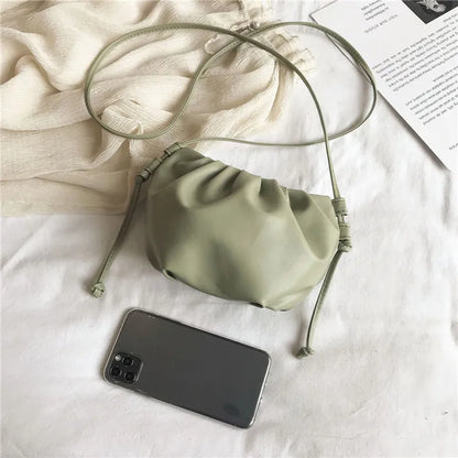Fashion Women Shoulder Bag New Arrival Crossbody Bag Female Solid Color Pleated Design Ladies Bag Mini Zipper Cloud Bag For Girl