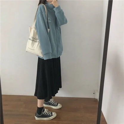 Autumn Winter Fleece Zipper Sweatshirt Jacket Women Clothing Embroidery Coats Warm Long Sleeve Cardigan Sport Outdoor Sweatshirt