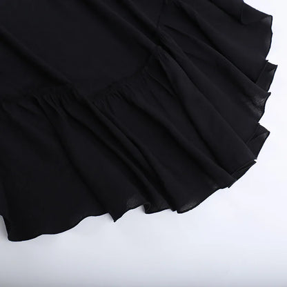 Cocktail Irregular Black Y2K Long Skirts for Women Vintage Elegant Fungus A-Line Midi Skirt New Fashion Summer Skirt Streetwear