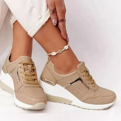 Sneakers Women 2024 Lace-Up Wedge Sport Shoes for Women Casual Platform Ladies Sneaker Tennis