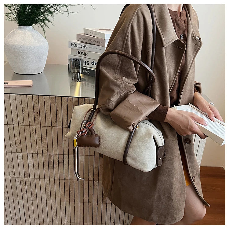 Stylish Design Exquisite Faux Suede Square Shoulder Bags Solid Zipper Personality 2025 Autumn & Winter New Armpit Bags for Women