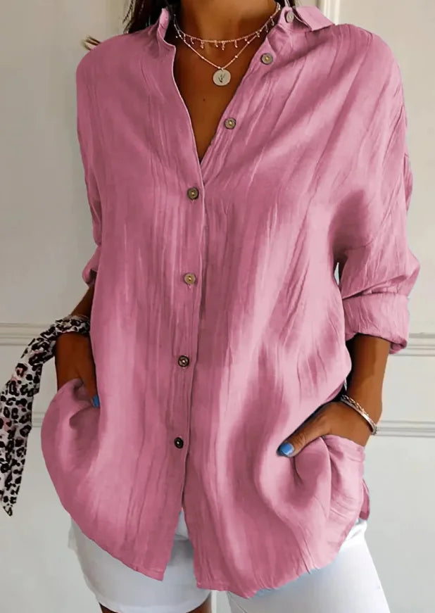 Shirt Women's Lapel Long Sleeve Solid Color Casual Single Breasted New Fashion Brown Black White Shirt Tops Blouses for Female