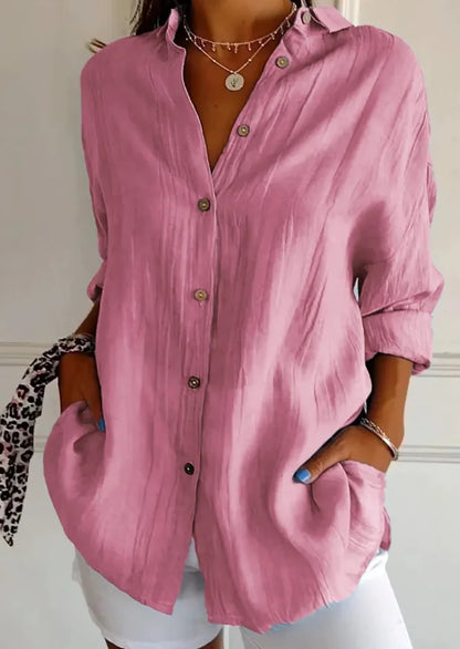 Shirt Women's Lapel Long Sleeve Solid Color Casual Single Breasted New Fashion Brown Black White Shirt Tops Blouses for Female