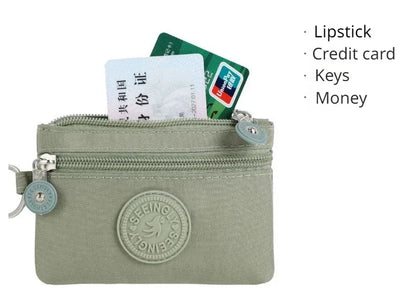 Nylon Solid Color Long Short Bank ID Credit Card Wallet Coin Keys Bags Purse Earphone Storage Bag Purse Pouch Double Zipper