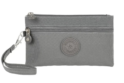 Nylon Solid Color Long Short Bank ID Credit Card Wallet Coin Keys Bags Purse Earphone Storage Bag Purse Pouch Double Zipper