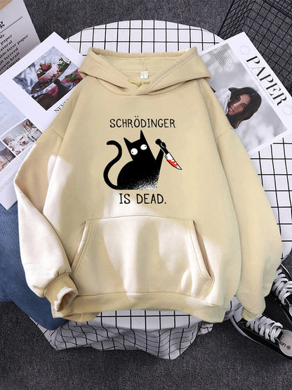 Hoody Little Black Cat And Knife Sweatshirt With Hooded Woman Oversized Aesthetic Hoodie Womens Winter Female Cats Hoodies