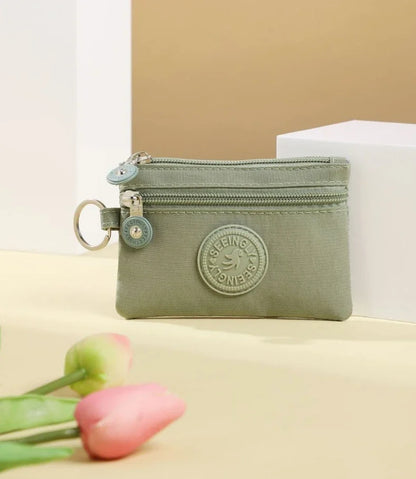 Nylon Solid Color Long Short Bank ID Credit Card Wallet Coin Keys Bags Purse Earphone Storage Bag Purse Pouch Double Zipper