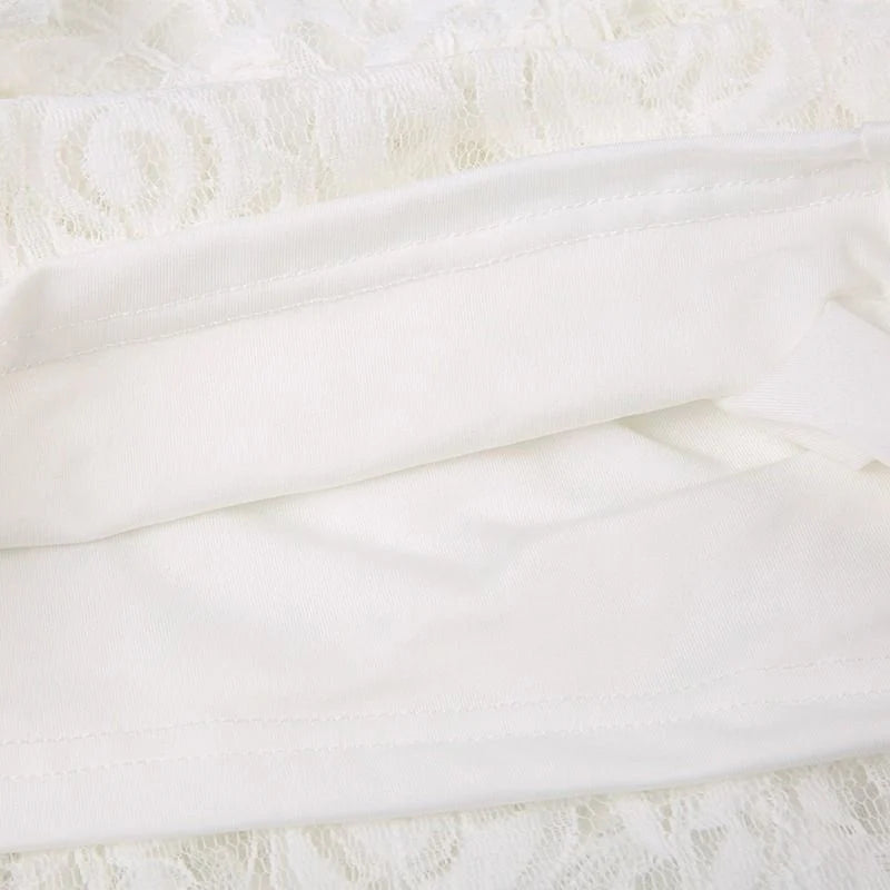 Zoki Sexy Bohemian Sweet Lace Skirt Women Elegant Irregular High Waist Skirt Vintage Korean Lady Casual Cute White A Line Skirts