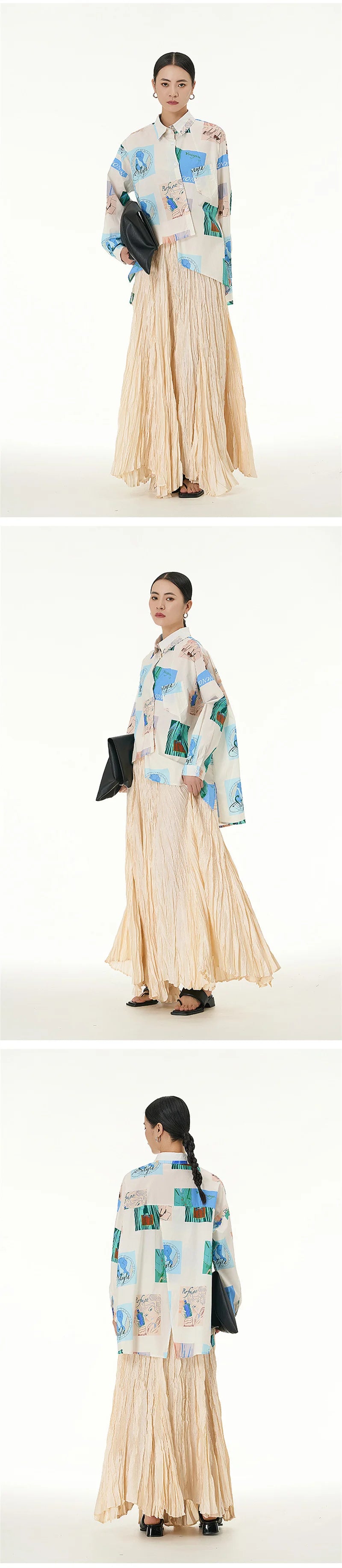 Elegant Drape Crumpled Skirts Women Summer Elastic Waist Big-Hem Long Skirts Large Size Loose Umbrella Skirts Female Streetwear