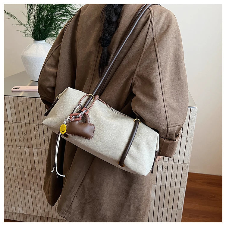 Stylish Design Exquisite Faux Suede Square Shoulder Bags Solid Zipper Personality 2025 Autumn & Winter New Armpit Bags for Women