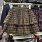 Japanese Y2k Cute Ruffled Plaid Skirt Punk Rock Subculture Cake Skirts Japanese Preppy Style Casual New 2025 Women Skirts