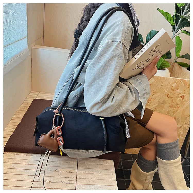 Stylish Design Exquisite Faux Suede Square Shoulder Bags Solid Zipper Personality 2025 Autumn & Winter New Armpit Bags for Women