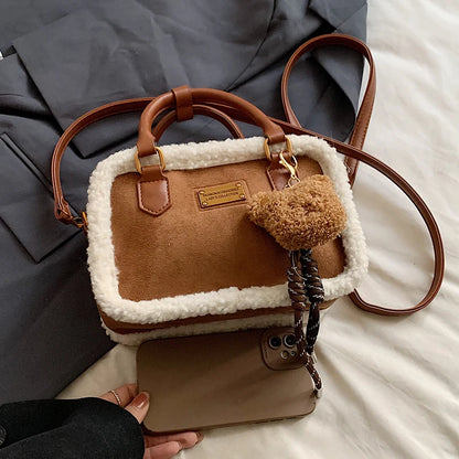 2024 Winter Lamb Woolen Handbag Women's Bag Designer Plush Handbag Fashion Casual Shoulder Messenger Bag Female Square bolsas
