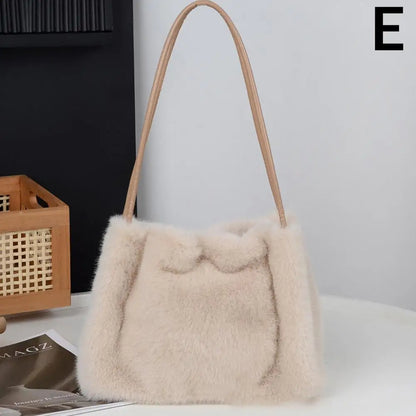Handbag Faux Mink Plush Women's Bag Large Capacity Shoulder Bag Fall
