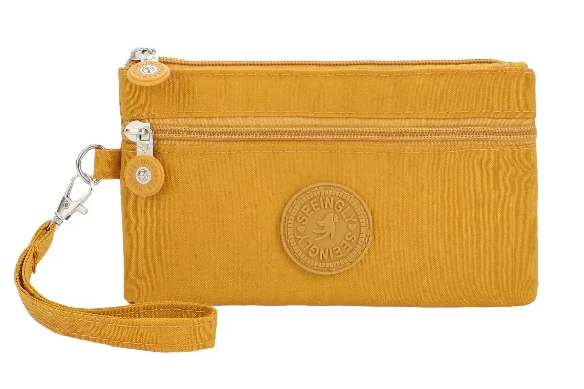 Nylon Solid Color Long Short Bank ID Credit Card Wallet Coin Keys Bags Purse Earphone Storage Bag Purse Pouch Double Zipper