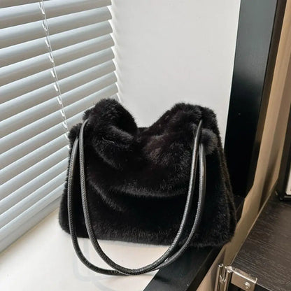 Handbag Faux Mink Plush Women's Bag Large Capacity Shoulder Bag Fall