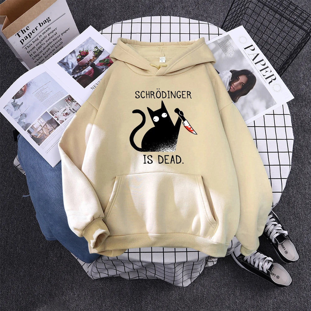 Hoody Little Black Cat And Knife Sweatshirt With Hooded Woman Oversized Aesthetic Hoodie Womens Winter Female Cats Hoodies