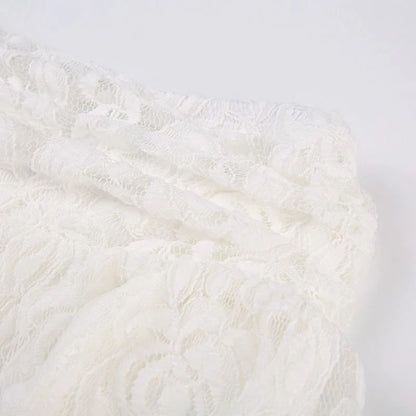 Zoki Sexy Bohemian Sweet Lace Skirt Women Elegant Irregular High Waist Skirt Vintage Korean Lady Casual Cute White A Line Skirts