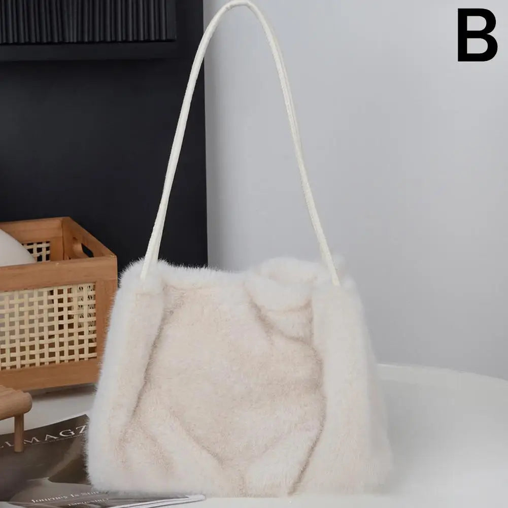 Handbag Faux Mink Plush Women's Bag Large Capacity Shoulder Bag Fall