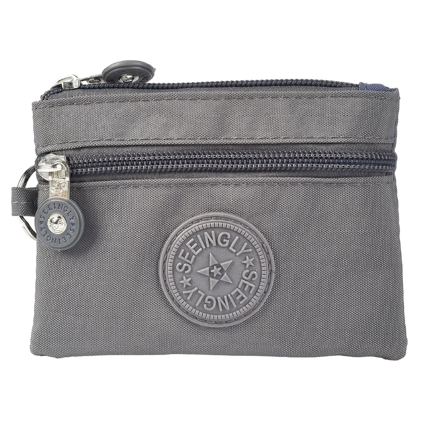 Nylon Solid Color Long Short Bank ID Credit Card Wallet Coin Keys Bags Purse Earphone Storage Bag Purse Pouch Double Zipper