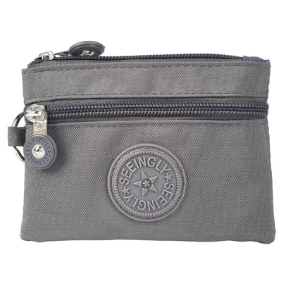 Nylon Solid Color Long Short Bank ID Credit Card Wallet Coin Keys Bags Purse Earphone Storage Bag Purse Pouch Double Zipper