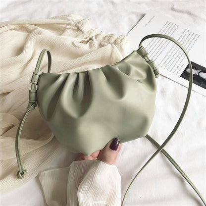 Fashion Women Shoulder Bag New Arrival Crossbody Bag Female Solid Color Pleated Design Ladies Bag Mini Zipper Cloud Bag For Girl