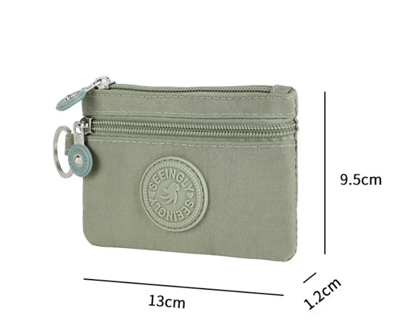 Nylon Solid Color Long Short Bank ID Credit Card Wallet Coin Keys Bags Purse Earphone Storage Bag Purse Pouch Double Zipper