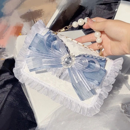 chain silver and blue lolita lace luxury designer bags Women's handbag Crossbody bag women y2k mini handbag ladies brands