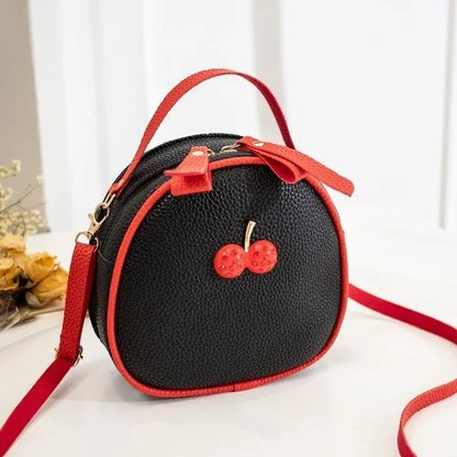 Litchi Pattern Contrast Color Cherry Small Backpack 2022 New Women's One-shoulder Messenger Mobile Phone Bag
