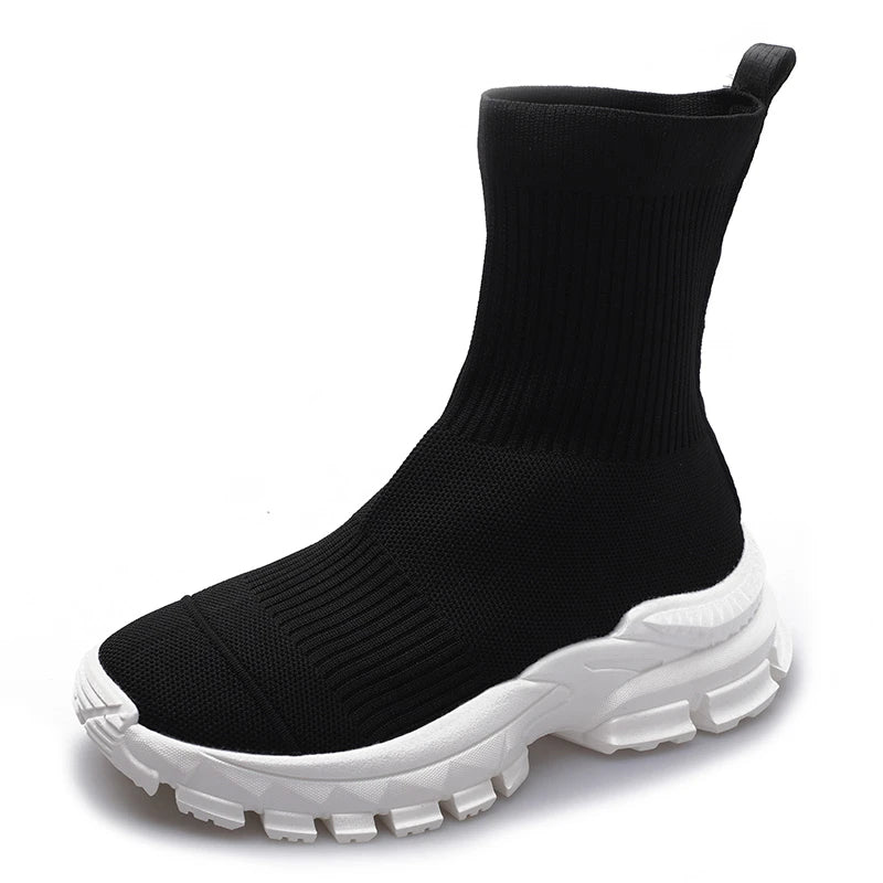 Knit Socks Boots Womens Fashion Trends New Sports Shoes Platform Chelsea Slip-on Casual Elegant Black Sneaker