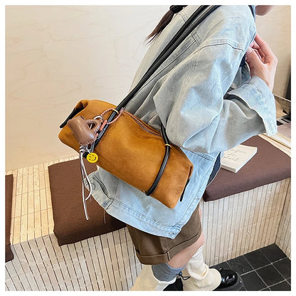 Stylish Design Exquisite Faux Suede Square Shoulder Bags Solid Zipper Personality 2025 Autumn & Winter New Armpit Bags for Women