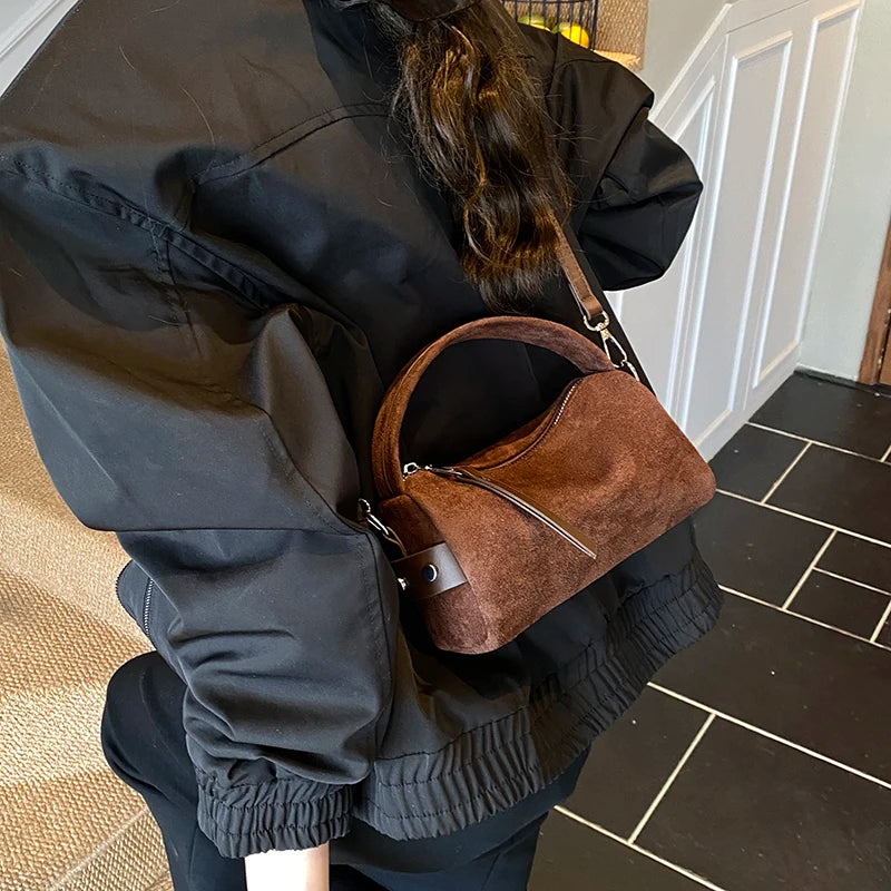 Retro Mini PU Leather Shoulder Bags for Women Bucket Crossbody Bag 2025 Winter Luxury Designer Purses and Handbags