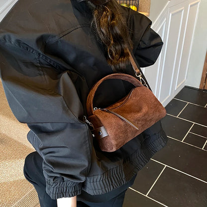 Retro Mini PU Leather Shoulder Bags for Women Bucket Crossbody Bag 2025 Winter Luxury Designer Purses and Handbags