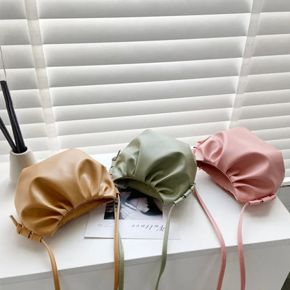 Fashion Women Shoulder Bag New Arrival Crossbody Bag Female Solid Color Pleated Design Ladies Bag Mini Zipper Cloud Bag For Girl