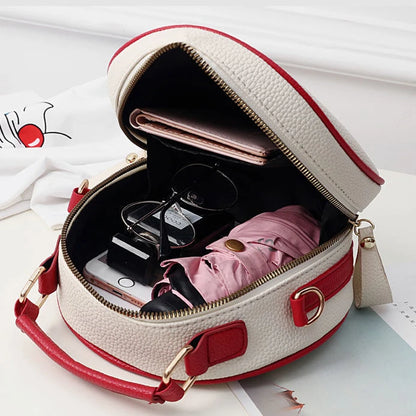 Litchi Pattern Contrast Color Cherry Small Backpack 2022 New Women's One-shoulder Messenger Mobile Phone Bag