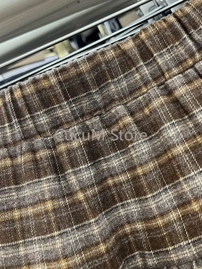 Japanese Y2k Cute Ruffled Plaid Skirt Punk Rock Subculture Cake Skirts Japanese Preppy Style Casual New 2025 Women Skirts
