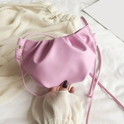 Fashion Women Shoulder Bag New Arrival Crossbody Bag Female Solid Color Pleated Design Ladies Bag Mini Zipper Cloud Bag For Girl