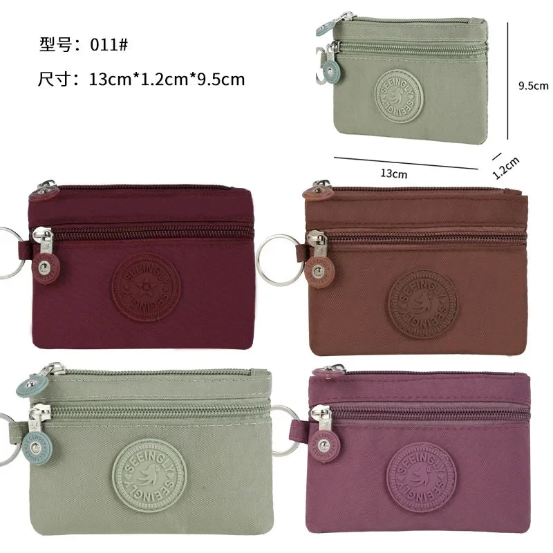 Nylon Solid Color Long Short Bank ID Credit Card Wallet Coin Keys Bags Purse Earphone Storage Bag Purse Pouch Double Zipper