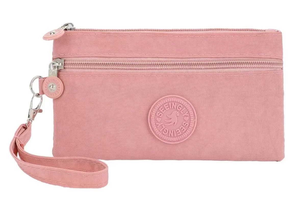 Nylon Solid Color Long Short Bank ID Credit Card Wallet Coin Keys Bags Purse Earphone Storage Bag Purse Pouch Double Zipper