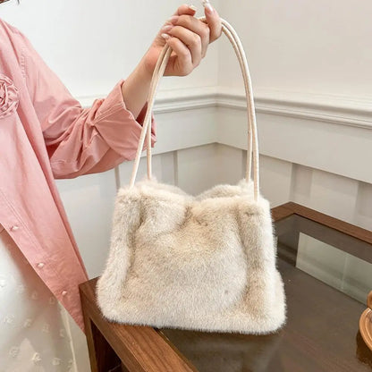 Handbag Faux Mink Plush Women's Bag Large Capacity Shoulder Bag Fall