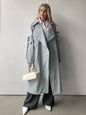 2024 Spring Fall New Korea style Women's Oversized Cotton Long Trench Coat With Belt  Casual Female Windbreaker