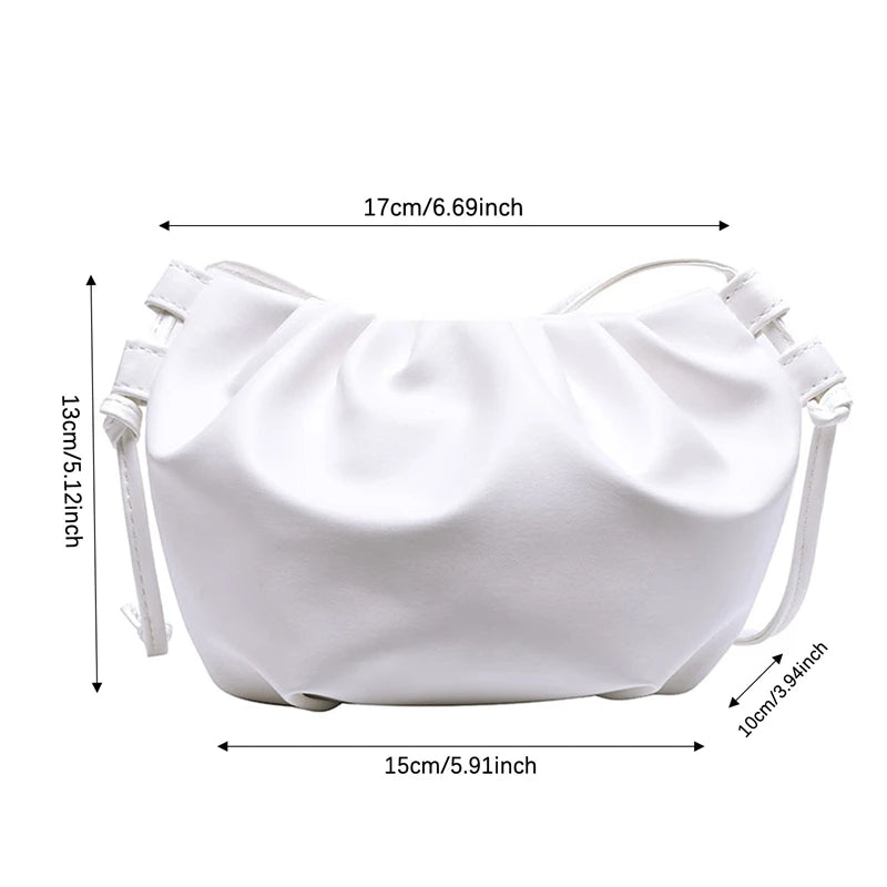 Fashion Women Shoulder Bag New Arrival Crossbody Bag Female Solid Color Pleated Design Ladies Bag Mini Zipper Cloud Bag For Girl