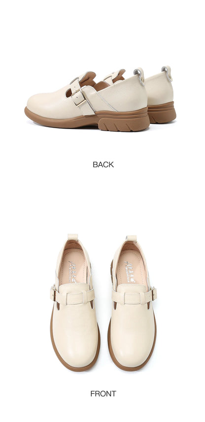 Loafers Women Spring Deep Single Shoes One Step Off Casual Shoes Leather Small Shoes British Style Platform Shoes Step-in